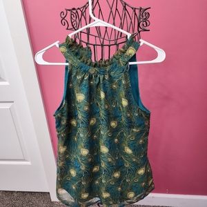 Peacock print halter top
